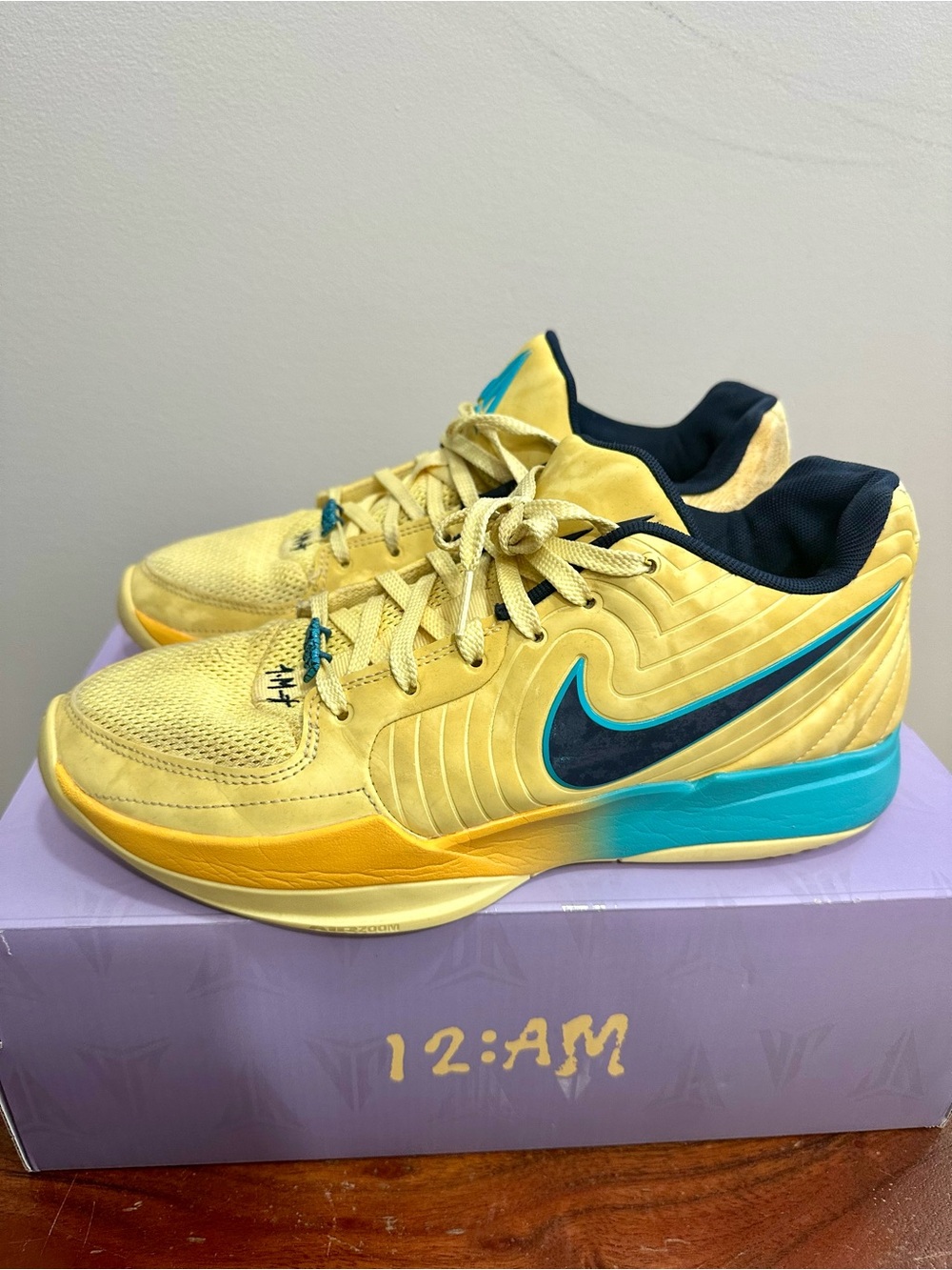 Nike Men Ja 2 Basketball Shoes in Yellow and Teal “Out My Body”